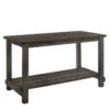 Counter Height Wooden Dining Table with Open Bottom Shelf, Gray