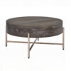 1502202669912ab033141.jpeg 1 Drawer Round Modern Coffee Table with Crossed Metal Legs, Brown and Gold