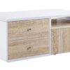 2 Drawer Contemporary Coffee Table with Pull Out Table, White and Brown
