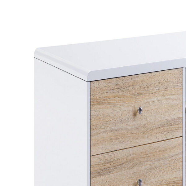 2 Drawer Contemporary Coffee Table with Pull Out Table, White and Brown