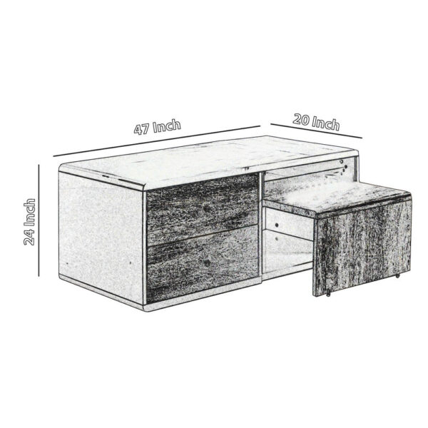 2 Drawer Contemporary Coffee Table with Pull Out Table, White and Brown