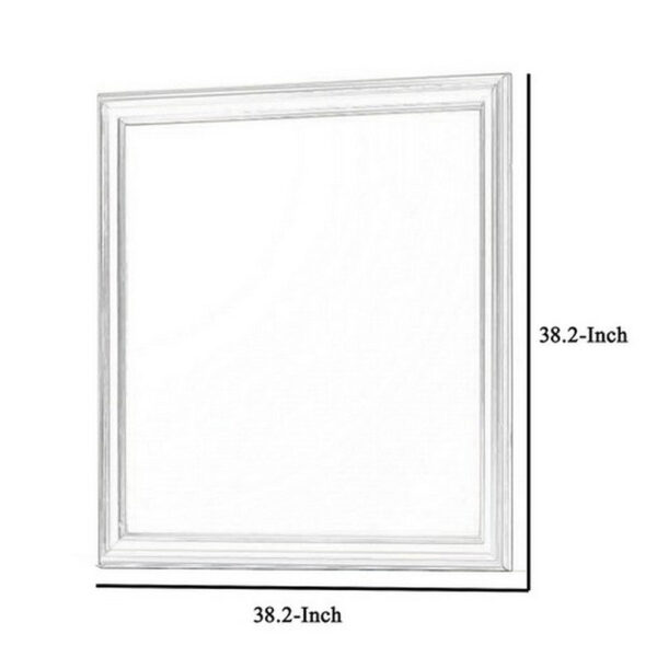 Square Molded Wooden Frame Dresser Mirror, Antique Silver