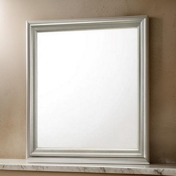 Square Molded Wooden Frame Dresser Mirror, Antique Silver