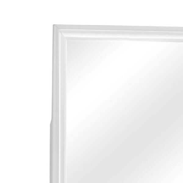 Square Molded Wooden Frame Dresser Mirror, White and Silver