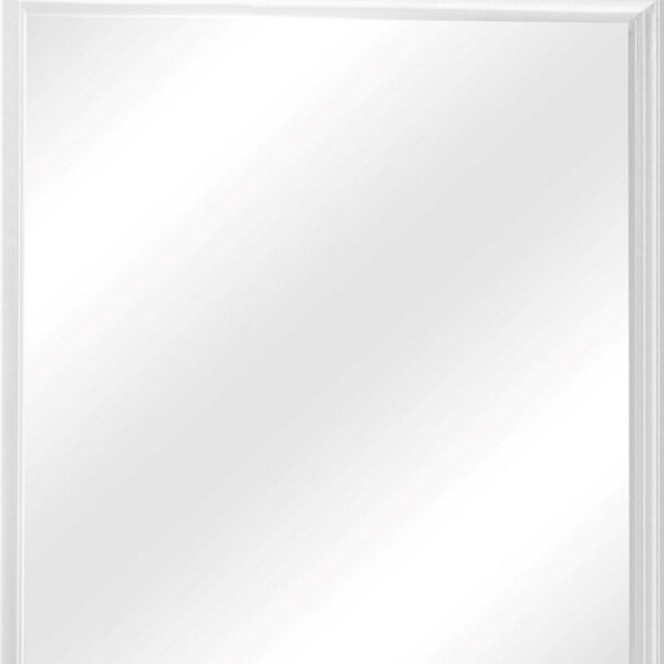 Square Molded Wooden Frame Dresser Mirror, White and Silver