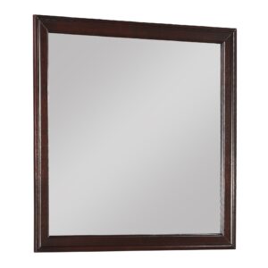 Square Molded Wooden Frame Dresser Mirror, Cherry Brown and Silver