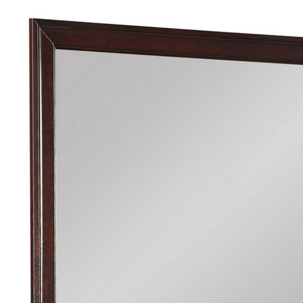 Square Molded Wooden Frame Dresser Mirror, Cherry Brown and Silver