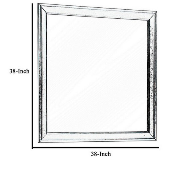 Square Molded Wooden Frame Dresser Mirror, Cherry Brown and Silver