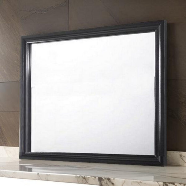 1502202669912bd69ef43.jpeg Molded Wooden Frame Dresser Top Mirror, Black and Silver