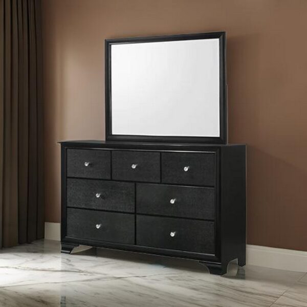 1502202669912c0a3bb6a.jpeg Rectangular Wooden Frame Dresser Top Mirror, Black and Silver