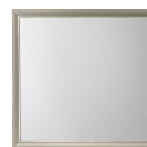 Rectangular Wood Encased Dresser Top Mirror, Champagne Silver