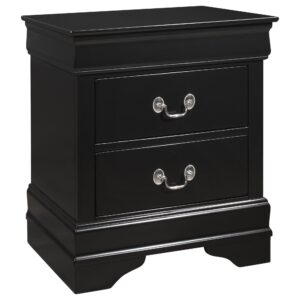 1502202669912c79f2a3b.jpeg 2 Drawer Wooden Frame Nightstand with Antique Metal Pulls, Black