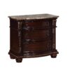 Sany Wooden Nightstand with Three Spacious Drawers and Bun Feet, Cherry Brown