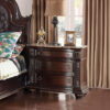 Sany Wooden Nightstand with Three Spacious Drawers and Bun Feet, Cherry Brown