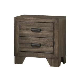 1502202669912cf257c44.jpeg 2 Drawer Wooden Nightstand with Metal Handles and Bracket Legs, Brown