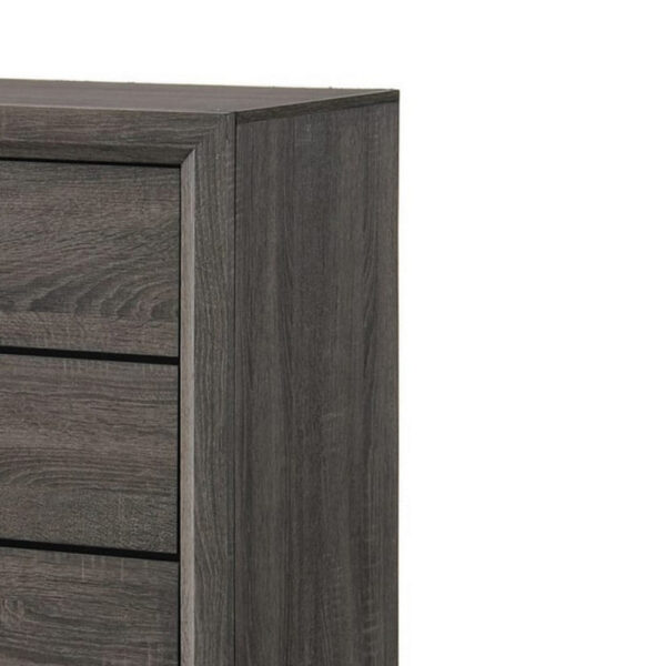 5 Drawer Transitional Chest with Chamfered Feet and Curved Handles, Gray