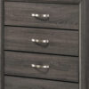 5 Drawer Transitional Chest with Chamfered Feet and Curved Handles, Gray