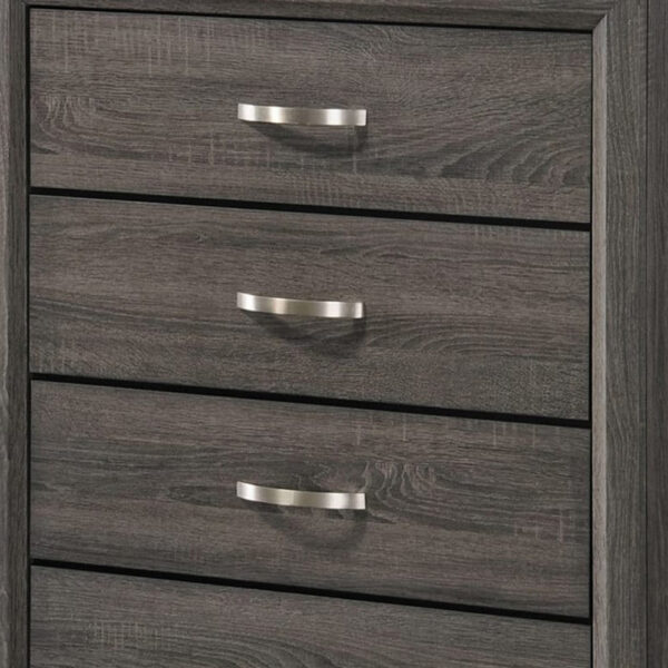 5 Drawer Transitional Chest with Chamfered Feet and Curved Handles, Gray