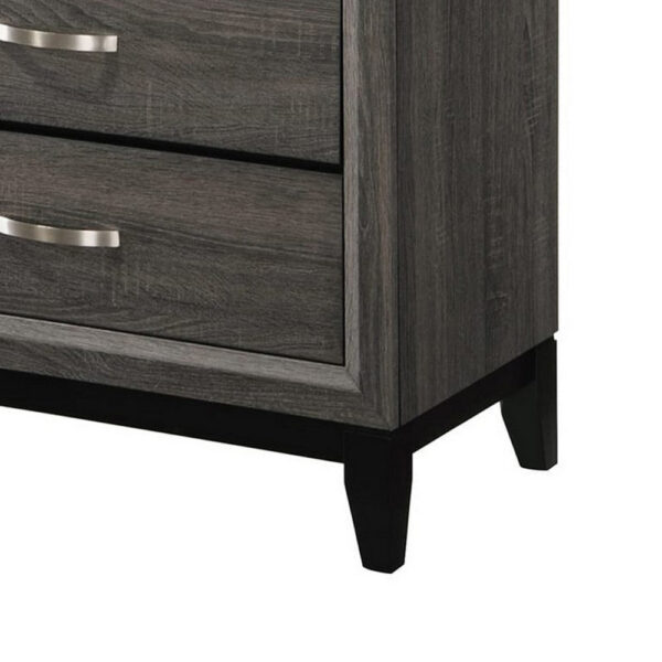 5 Drawer Transitional Chest with Chamfered Feet and Curved Handles, Gray