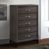 5 Drawer Transitional Chest with Chamfered Feet and Curved Handles, Gray