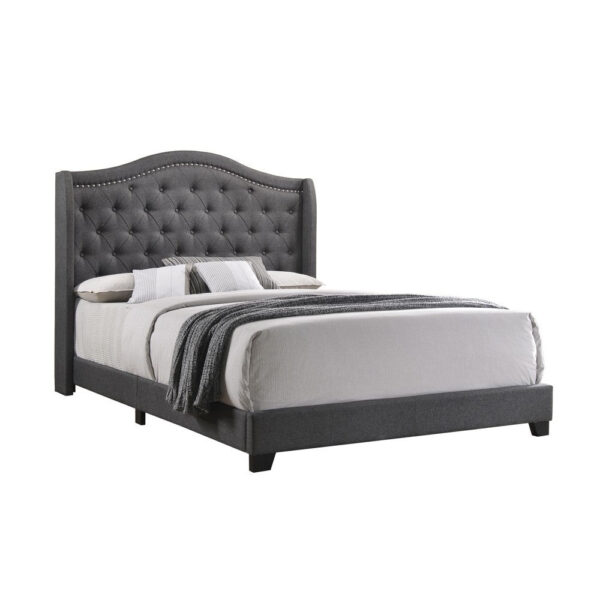 1502202669912da6854df.jpeg Fabric Upholstered Wooden Demi Wing Queen Bed with Camelback Headboard,Gray