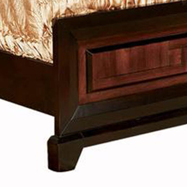 Transitional Style Eastern King Wooden Parquet Design Bed, Brown