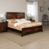 Transitional Style Queen Size Wooden Parquet Design Bed, Brown