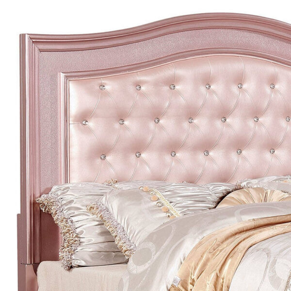 1502202669912e27d96de.jpeg Full Size Wooden Bed With Mirror Trim Details and Camelback Headboard, Pink