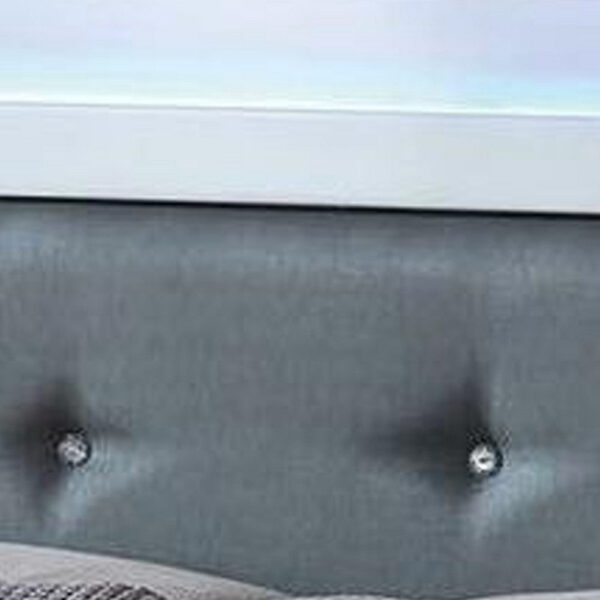 Wooden Eastern King Bed with Leatherette Headboard, White and Black