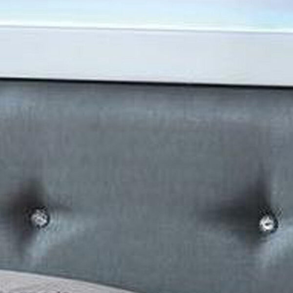 1502202669912e586e85b.jpeg Wooden Queen Bed with Leatherette Headboard and LED trims, White and Black