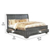 Transitional California King Wooden Bed with Multiple Bottom Drawers, Gray