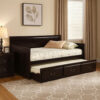 Traditional Style Wooden Daybed with Trundle, Brown