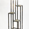 4 Tier Cast Iron Frame Plant Stand with Stone Topping, Black and Gold