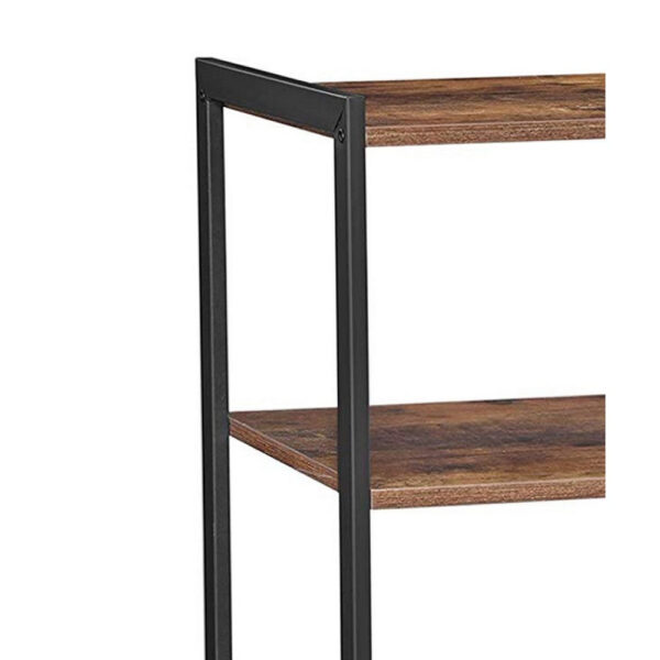 1502202669912f835a3af.jpeg 2 Mesh Basket and 6 Hooks Wood and Metal Frame Bakers Rack, Brown and Black