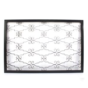 Rectangular Metal Frame Wall Decor with Curved Design Accents, Black