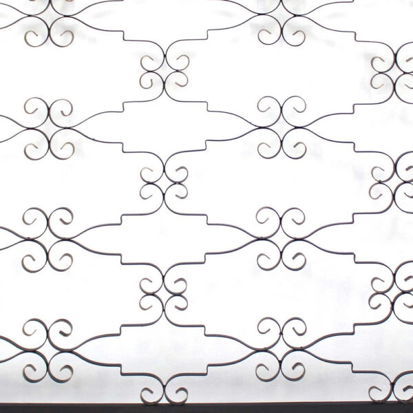 Rectangular Metal Frame Wall Decor with Curved Design Accents, Black