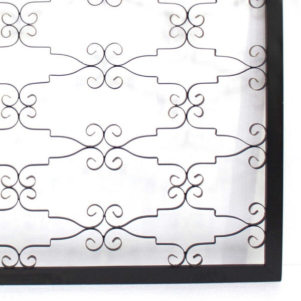 Rectangular Metal Frame Wall Decor with Curved Design Accents, Black