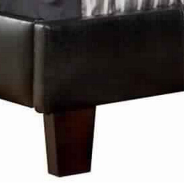 Platform Style Leatherette California King Bed with Tapered Feet , Brown
