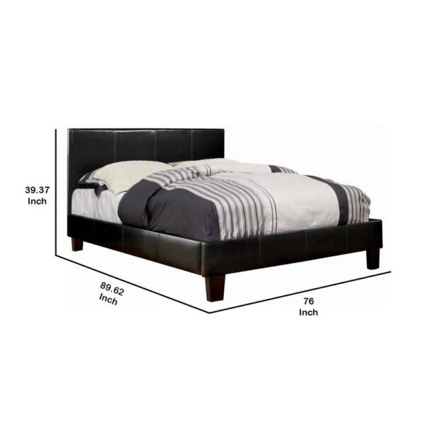 Platform Style Leatherette California King Bed with Tapered Feet , Brown