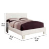 Leatherette Platform Style Queen Size Bed with Tapered Block Feet, White
