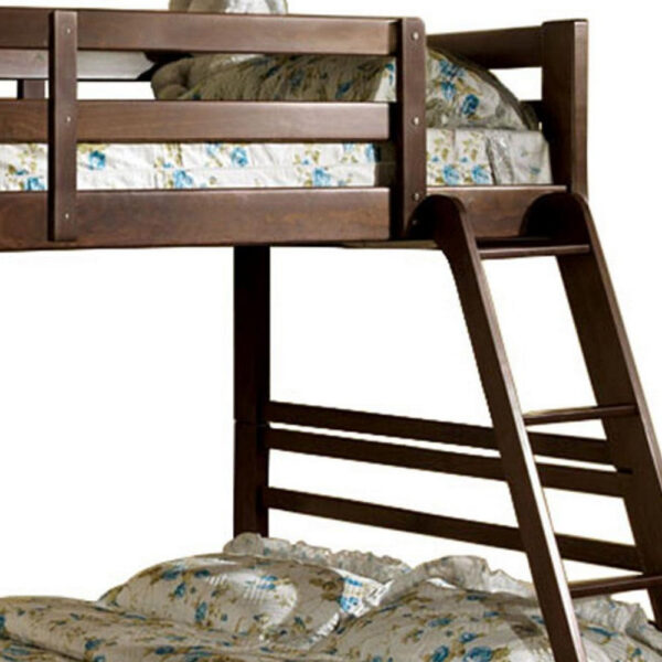 Transitional Style Twin Over Full Bunk Bed with Drawers, Walnut Brown
