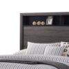 Transitional Wooden Queen Size Platform Bed with Bookcase Headboard, Gray