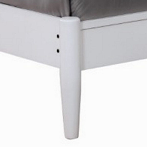 Wooden California King Size Bed with Panel Headboard, White