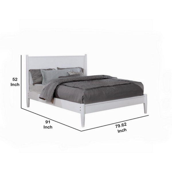 Wooden California King Size Bed with Panel Headboard, White