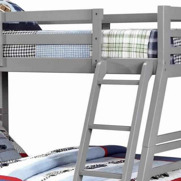 150220266991317edd972.jpeg Transitional Twin Over Full Bed with Attached Ladder and Drawers, Dark Gray