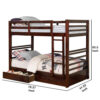 Transitional Twin Over Twin Bed with Attached Ladder and Drawers, Brown