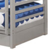 Transitional Twin Over Twin Bed with Attached Ladder and Drawers, Gray