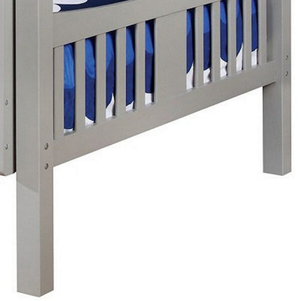 Slatted Full Over Full Bunk Bed with Attached Ladder, Gray