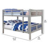 Slatted Full Over Full Bunk Bed with Attached Ladder, Gray