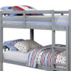 Slatted Twin Over Twin Bunk Bed with Attached Ladder, Gray